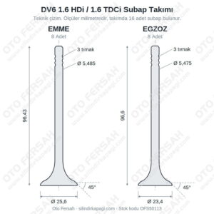 Focus, C-Max, 207, 307 1.6 HDi / TDCi Subap Takımı (16 Subap) - DV6 - Motor Kodu: 9HX / 9HV / 9HZ / 9HY / 9HU / G8DA / G8DB / G8DD / HHDA / HHDB / HHJA / HHJB / D4164T - OEM: 3M5Q6507AA, 3M5Q6507CA, 3M5Q6505AA, 3M5Q6505CA, 0948C7, 0949C3, 30711497, 30711498, 1229882, 1229883