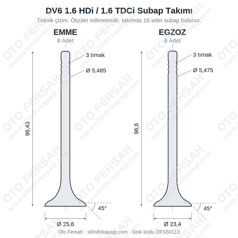 DV6 1.6 HDi / 1.6 TDCi Subap Takımı (16 Subap) - Focus, C-Max, 207, 307, C4, Berlingo, C30 - Motor Kodu: 9HX / 9HV / 9HZ / 9HY / 9HU / G8DA / G8DB / G8DD / HHDA / HHDB / HHJA / HHJB / D4164T - OEM: 3M5Q6507AA, 3M5Q6507CA, 3M5Q6505AA, 3M5Q6505CA, 0948C7, 0949C3, 30711497, 30711498, 1229882, 1229883 Focus, C-Max, 207, 307 1.6 HDi / TDCi Subap Takımı (16 Subap) - DV6 - Motor Kodu: 9HX / 9HV / 9HZ / 9HY / 9HU / G8DA / G8DB / G8DD / HHDA / HHDB / HHJA / HHJB / D4164T - OEM: 3M5Q6507AA, 3M5Q6507CA, 3M5Q6505AA, 3M5Q6505CA, 0948C7, 0949C3, 30711497, 30711498, 1229882, 1229883