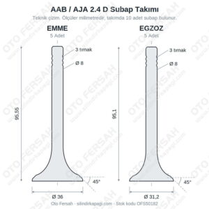 Transporter T4 2.4 D Subap Takımı (10 Subap) - AAB / AJA - Motor Kodu: AAB / AJA - OEM: 069109601F, 069109601G, 074109611, 74109611